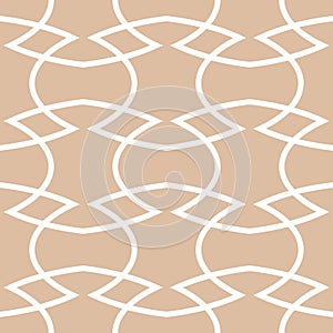 Geometric ornament. Beige and white seamless pattern