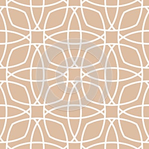 Geometric ornament. Beige and white seamless pattern