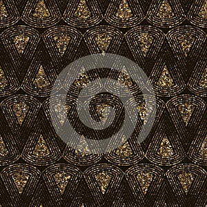 Geometric ornament gold seamless pattern. Modern art deco stylish texture. Gold trendy glitter print background