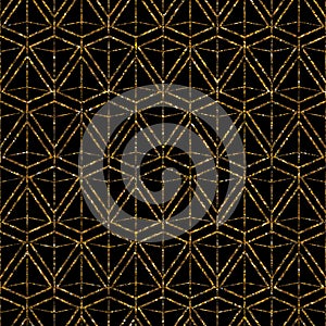 Geometric ornament gold seamless pattern. Modern art deco stylish texture. Gold trendy glitter print background