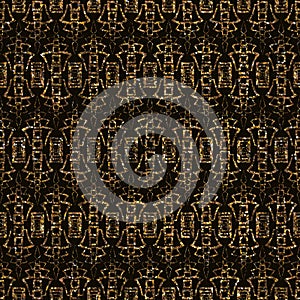 Geometric ornament gold seamless pattern. Modern art deco stylish texture. Gold glitter print on black background