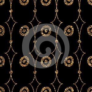 Geometric ornament seamless pattern. Modern stylish texture. Gold trendy glitter print on black