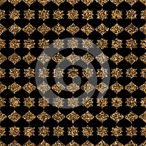 Geometric ornament seamless pattern. Modern stylish texture. Gold trendy glitter print on black