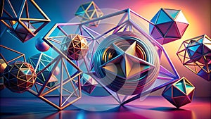 Geometric Oscillations: A Dance of Form and Color in 3D Space  AI Generated photo