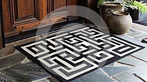 Geometric Outdoor Mat for Contemporary House Entrances