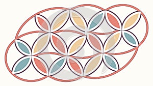 Geometric Oval Interlocking Pattern Seamless Abstract, vector design Generative AI
