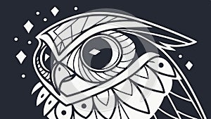 Geometric Owl Head. Wisdom, mystery and modern art, vector design Generative AI photo