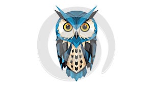 Geometric owl illustration featuring sharp angular shapes and