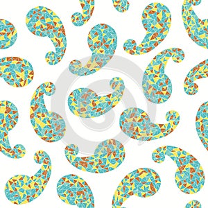 Geometric paisley backdrop. Seamless pattern.