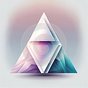 Geometric pastel color pyramid form logo. Generative ai design art