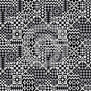 Geometric Patchwork Pattern in Grey