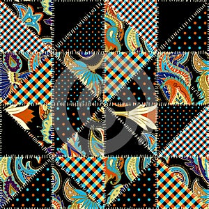 Geometric patchwork pattern of a squares.