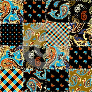 Geometric patchwork pattern of a squares.