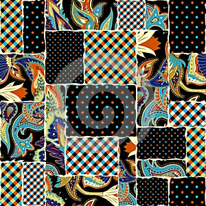 Geometric patchwork pattern of a squares.