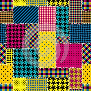 Geometric patchwork pattern of a squares.