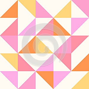 Geometric pattern. Abstract pink, yellow and orange triangle background. Vector illustration.