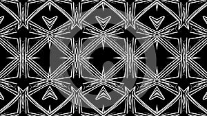 Geometric pattern with abstract sharp white lines on a black background.