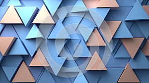 A geometric pattern of blue and beige triangles creating a modern, textured design