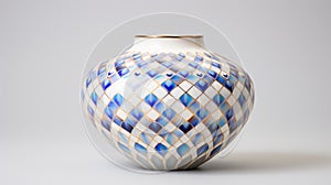 Geometric Pattern Blue And White Vase With Gold Leaf And Gilding