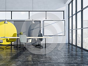 Geometric pattern boardroom interior, poster