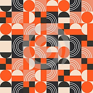 Geometric pattern in bright color blocks.