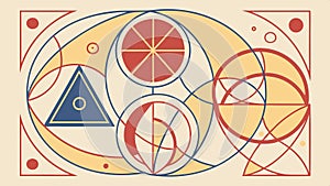 Geometric pattern with circular elements and central abstract shapes vector design Generative AI