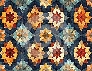 Geometric Pattern with Colorful Star Shapes