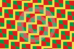 Geometric pattern in the colors of the national flag of Republic of the Congo. The colors of Republic of the Congo