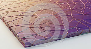 A geometric pattern composed of interconnected, triangular segments forms a three-