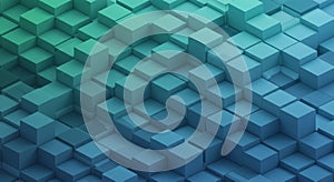 Geometric pattern composed of numerous three-dimensional cubes in various shades