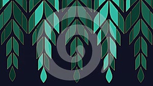 Geometric pattern features a series of stylized leaf shapes arranged in