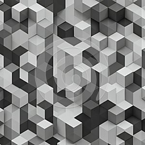 Geometric pattern featuring an array of three-dimensional cubes in varying shades of