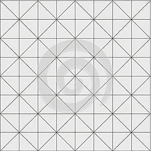 A geometric pattern featuring a grid of squares, each divided into two triangles by a diagonal