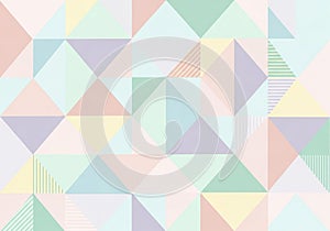 Geometric pattern featuring a grid of triangles in soft pastel hues of pink, blue, green,