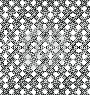 Geometric pattern featuring interlocking diagonal lines forming a repetitive grid.