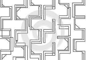 Geometric pattern featuring interlocking lines forming angular, maze-like shapes. The design