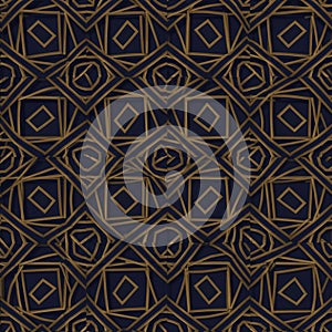 Geometric pattern featuring interlocking squares and diamonds arranged in a seaml