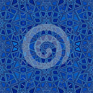 Geometric pattern featuring interlocking star shapes and polygons in