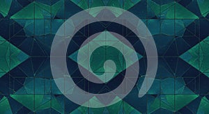 Geometric pattern featuring interlocking triangles and quadrilaterals in shades of blue