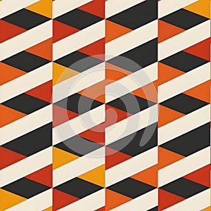 A geometric pattern featuring interlocking triangles in warm colors