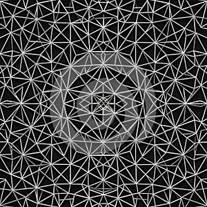 Geometric pattern featuring a network of interconnected, white, angular lines forming