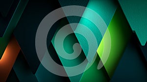 Geometric pattern featuring overlapping triangular shapes in shades of teal