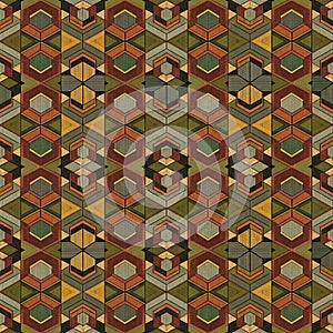Geometric pattern featuring repeating hexagonal and triangular shapes in an