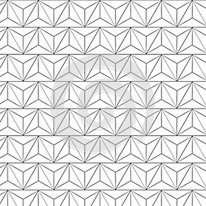 A minimalist geometric pattern with thin black lines, triangular shapes