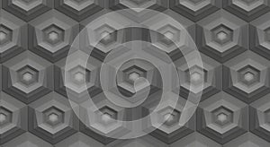 Geometric pattern featuring a series of repeating hexagonal shapes with layered,