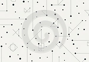 Geometric pattern featuring simple black lines and dots on a light