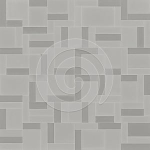 Geometric pattern featuring a symmetrical grid of rectangles and squares. Shades of gray create a