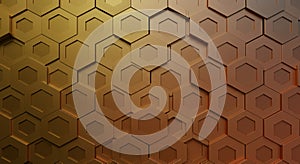 Geometric pattern featuring a three-dimensional hexagonal design. The surface is