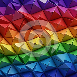 Geometric pattern featuring a vibrant array of colors resembling a rainbow spectrum.
