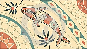 Geometric pattern fish abstract shapes design vector design Generative AI